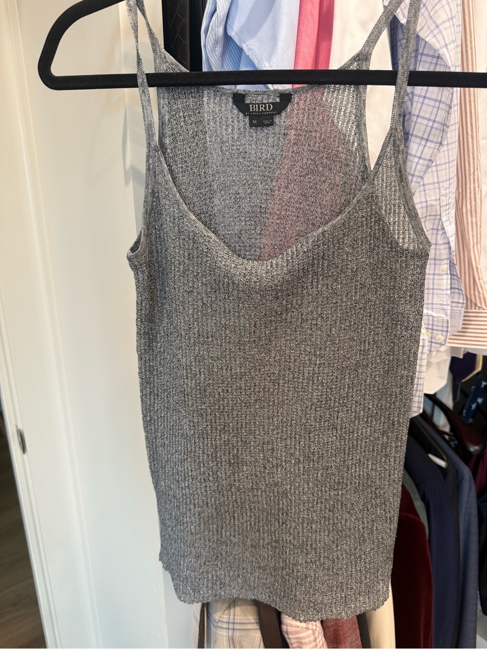 Juicy Couture Bird Ribbed Knit Tank Top — Gray